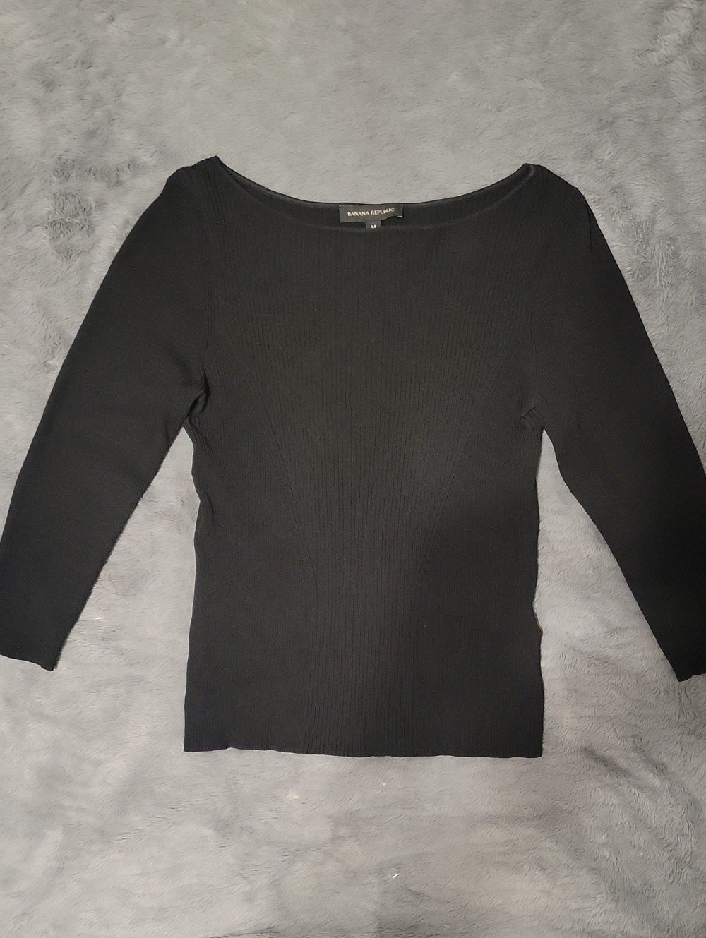 Banana Republic Black Wide Scoop Neck Ribbed Sweater